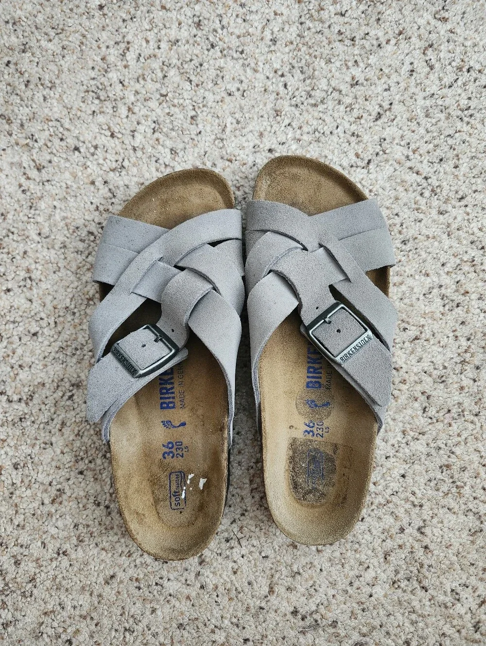 Birkenstock Women's Woven Suede Slide Sandals in Gray